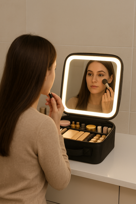 Vanity Portatil: Maletín de Maquillaje con Luz LED y Espejo